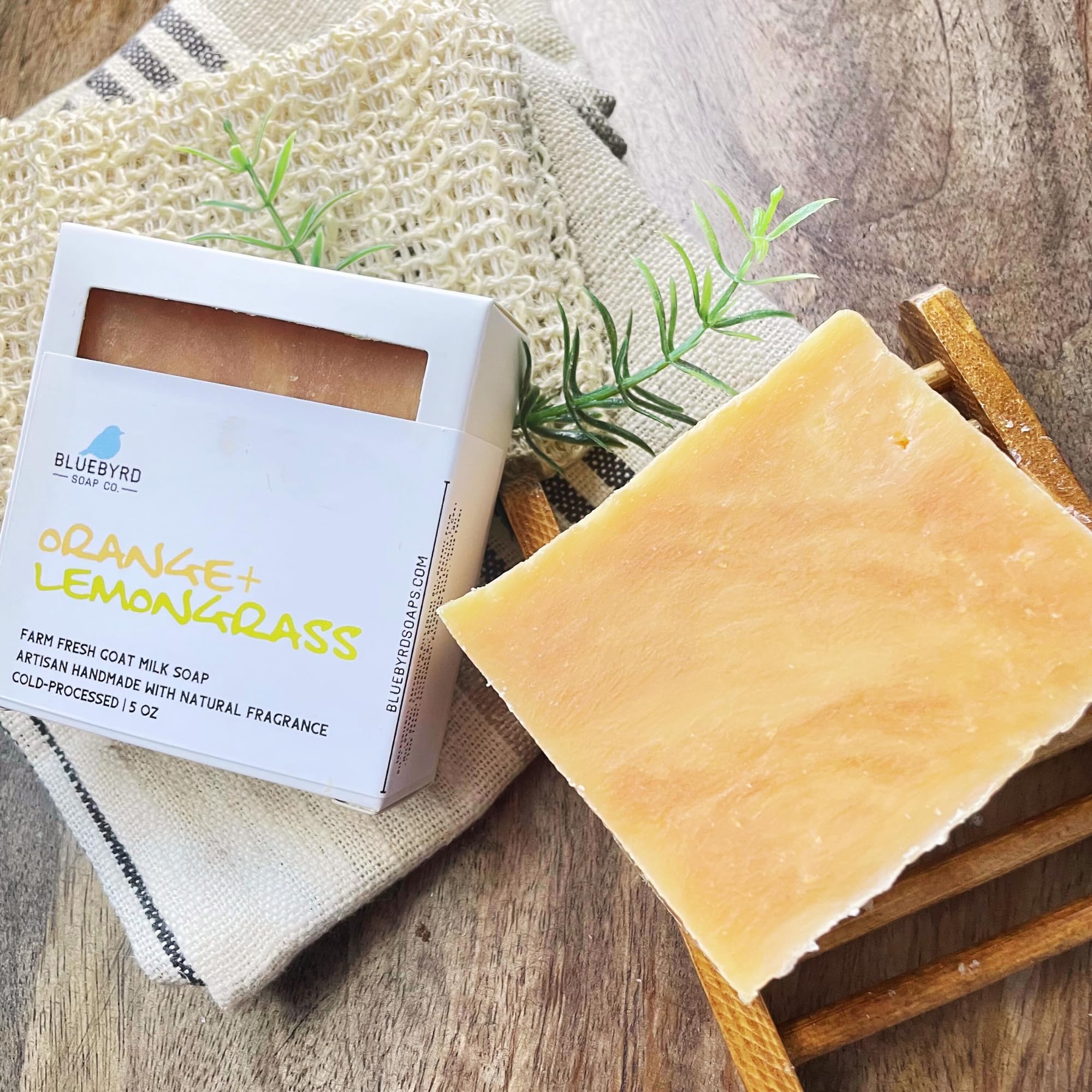 Bluebyrd Soap Orange Lemongrass Goat Milk Bar Soap | Pure Goat Milk Essential Oil Scented Natural Soap | Made for Psoriasis, Eczema, & Dry Sensitive Skin (Orange Lemongrass)